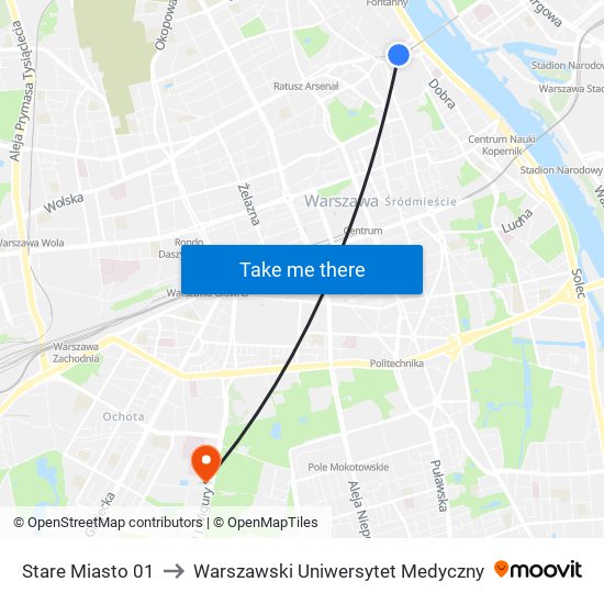 Stare Miasto 01 to Warszawski Uniwersytet Medyczny map