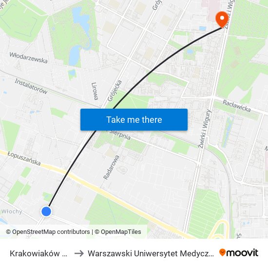 Krakowiaków 04 to Warszawski Uniwersytet Medyczny map