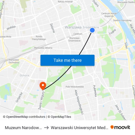 Muzeum Narodowe to Warszawski Uniwersytet Medyczny map
