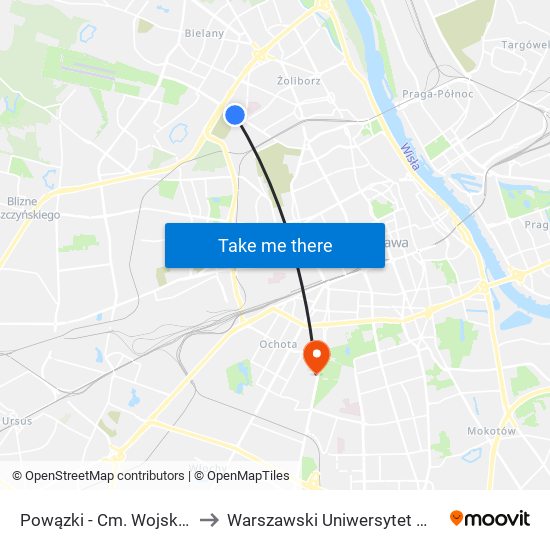 Powązki-Cm. Wojskowy to Warszawski Uniwersytet Medyczny map