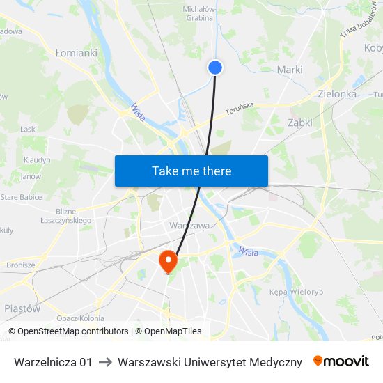 Warzelnicza 01 to Warszawski Uniwersytet Medyczny map