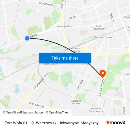 Fort Wola 01 to Warszawski Uniwersytet Medyczny map
