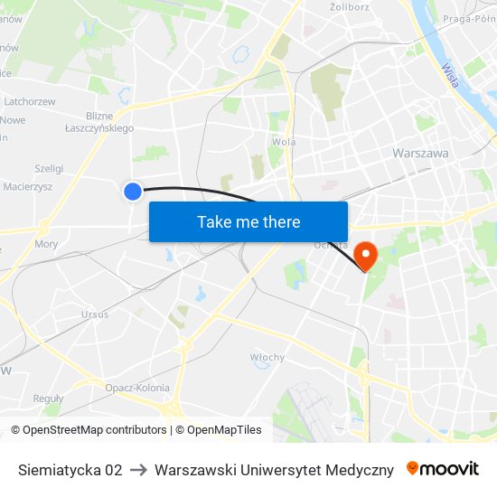 Siemiatycka to Warszawski Uniwersytet Medyczny map