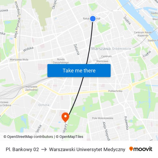 Pl. Bankowy to Warszawski Uniwersytet Medyczny map