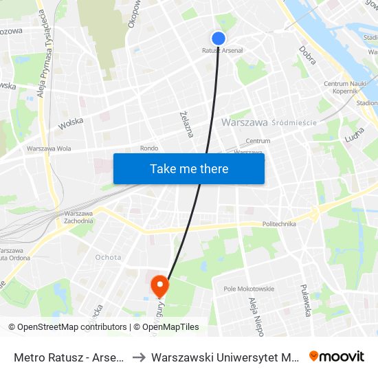 Metro Ratusz Arsenał to Warszawski Uniwersytet Medyczny map