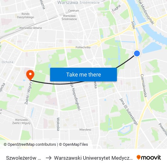 Szwoleżerów 01 to Warszawski Uniwersytet Medyczny map