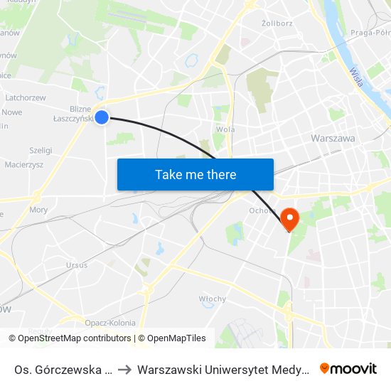 Os. Górczewska 04 to Warszawski Uniwersytet Medyczny map