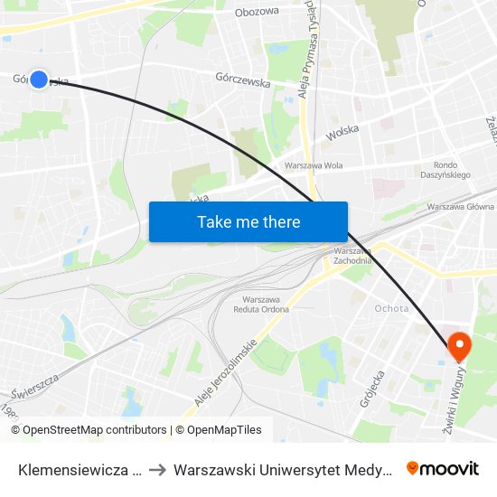 Klemensiewicza to Warszawski Uniwersytet Medyczny map