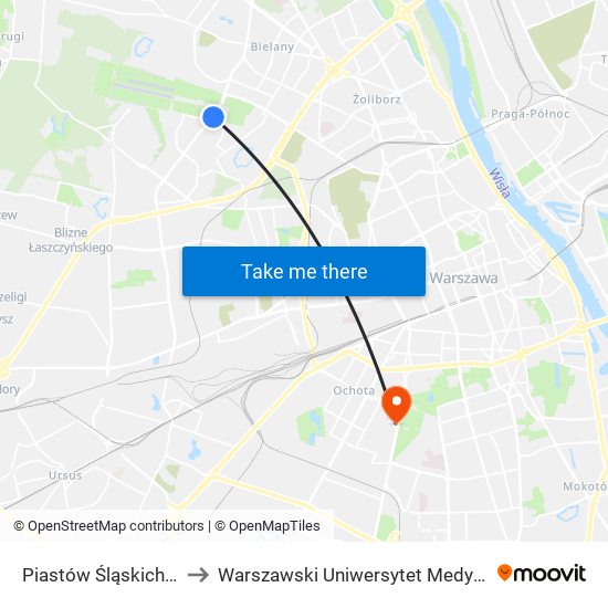 Piastów Śląskich 01 to Warszawski Uniwersytet Medyczny map