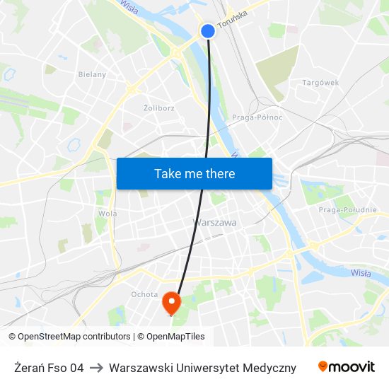 Żerań Fso 04 to Warszawski Uniwersytet Medyczny map