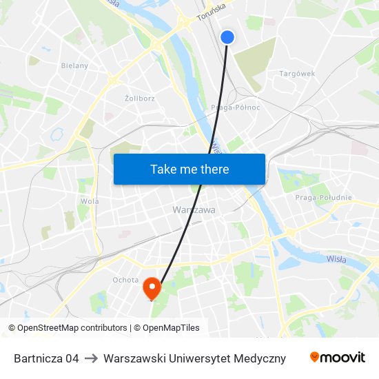 Bartnicza 04 to Warszawski Uniwersytet Medyczny map