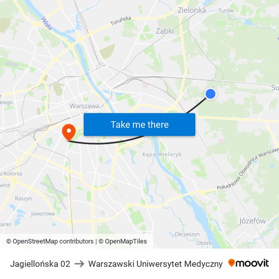 Jagiellońska 02 to Warszawski Uniwersytet Medyczny map