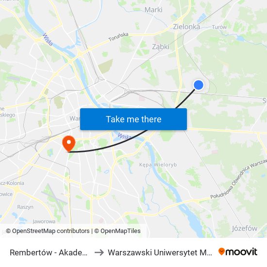 Rembertów-Akademia to Warszawski Uniwersytet Medyczny map