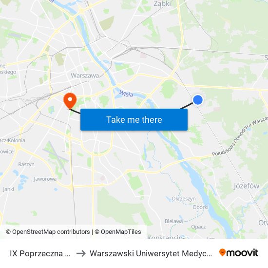 IX Poprzeczna 02 to Warszawski Uniwersytet Medyczny map