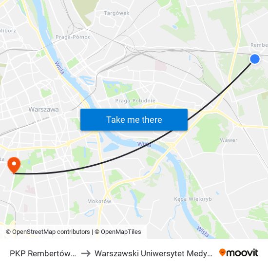 PKP Rembertów 01 to Warszawski Uniwersytet Medyczny map