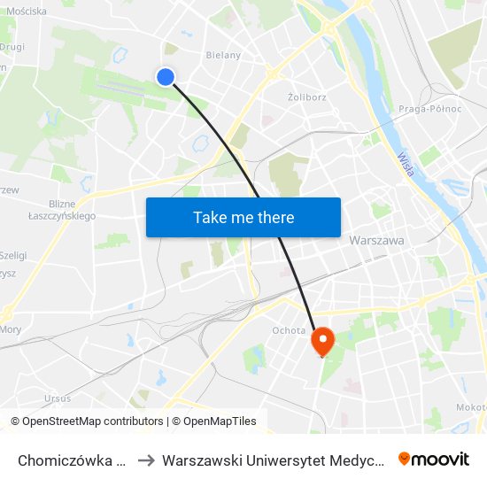 Chomiczówka to Warszawski Uniwersytet Medyczny map