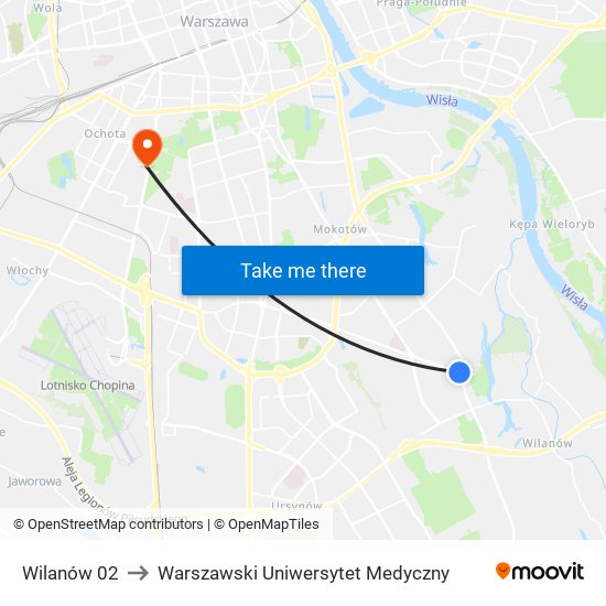 Wilanów 02 to Warszawski Uniwersytet Medyczny map