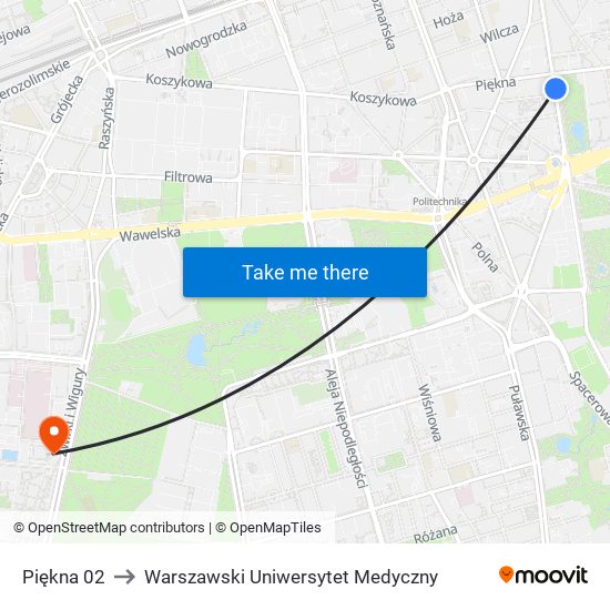 Piękna to Warszawski Uniwersytet Medyczny map