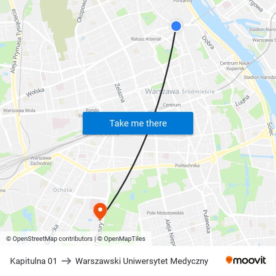 Kapitulna 01 to Warszawski Uniwersytet Medyczny map