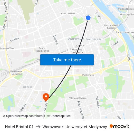 Hotel Bristol 01 to Warszawski Uniwersytet Medyczny map