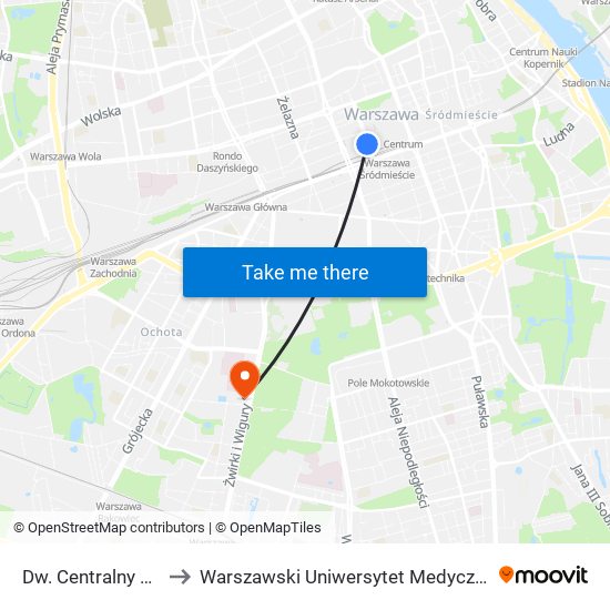 Dw. Centralny 11 to Warszawski Uniwersytet Medyczny map