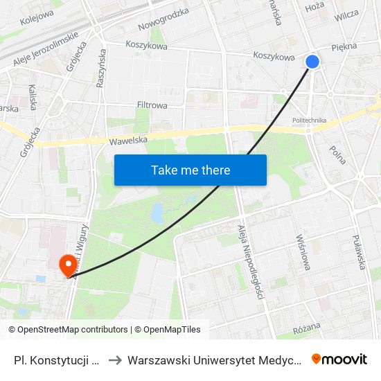 Pl. Konstytucji to Warszawski Uniwersytet Medyczny map