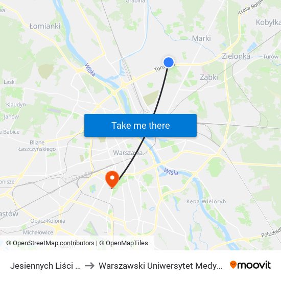 Jesiennych Liści to Warszawski Uniwersytet Medyczny map