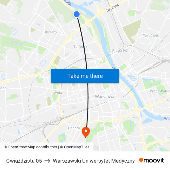 Gwiaździsta 05 to Warszawski Uniwersytet Medyczny map