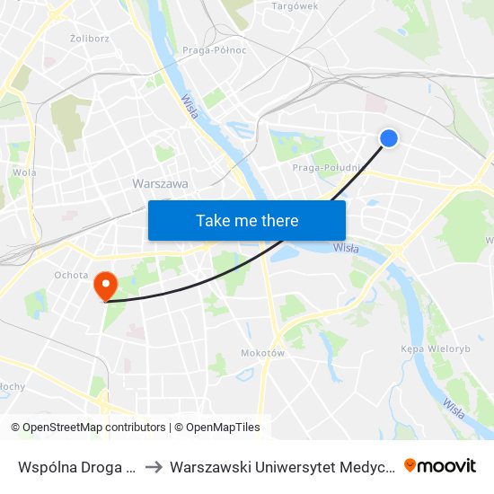 Wspólna Droga to Warszawski Uniwersytet Medyczny map