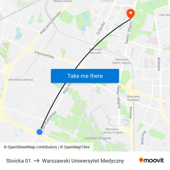 Stoicka 01 to Warszawski Uniwersytet Medyczny map