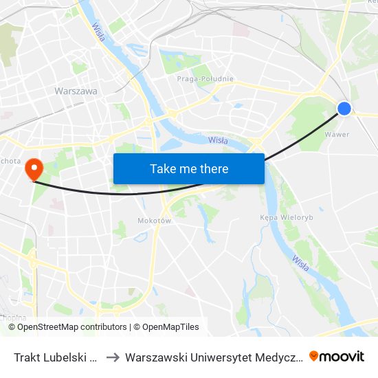 Trakt Lubelski 02 to Warszawski Uniwersytet Medyczny map