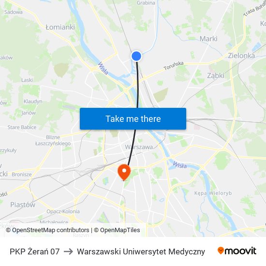 PKP Żerań 07 to Warszawski Uniwersytet Medyczny map