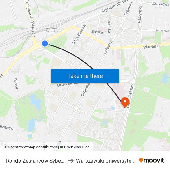 Rondo Zesłańców Syberyjskich 05 to Warszawski Uniwersytet Medyczny map