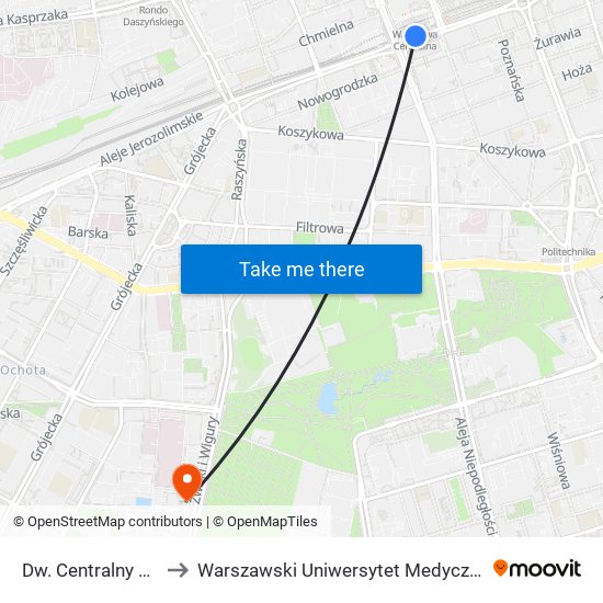 Dw. Centralny 02 to Warszawski Uniwersytet Medyczny map