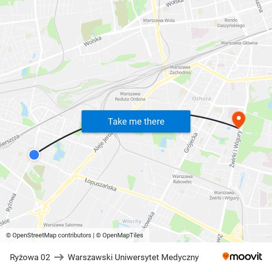 Ryżowa to Warszawski Uniwersytet Medyczny map