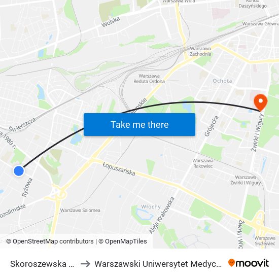 Skoroszewska 01 to Warszawski Uniwersytet Medyczny map