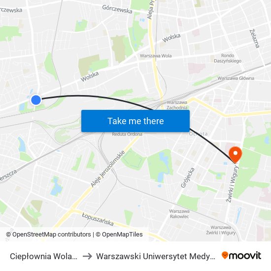 Ciepłownia Wola to Warszawski Uniwersytet Medyczny map