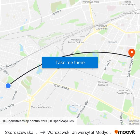 Skoroszewska 02 to Warszawski Uniwersytet Medyczny map