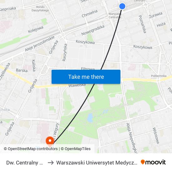 Dw. Centralny 16 to Warszawski Uniwersytet Medyczny map