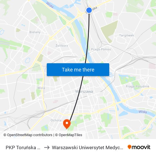 PKP Toruńska 03 to Warszawski Uniwersytet Medyczny map