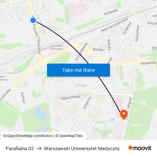 Parafialna 02 to Warszawski Uniwersytet Medyczny map