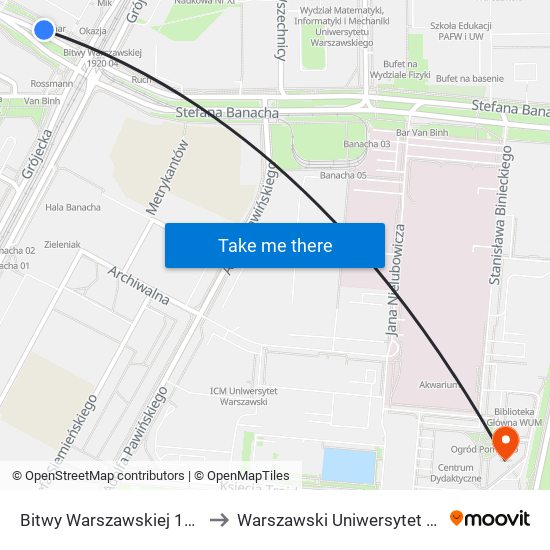 Bitwy Warszawskiej 1920 R. 06 to Warszawski Uniwersytet Medyczny map