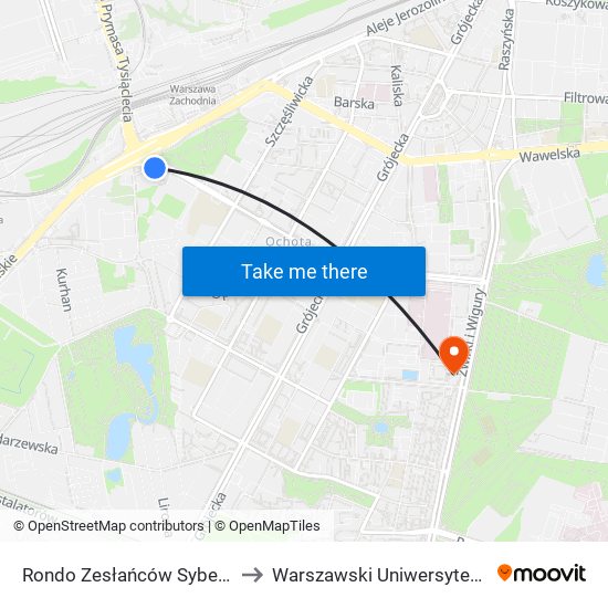 Rondo Zesłańców Syberyjskich 03 to Warszawski Uniwersytet Medyczny map