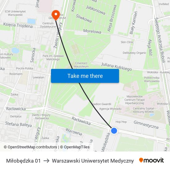 Miłobędzka 01 to Warszawski Uniwersytet Medyczny map