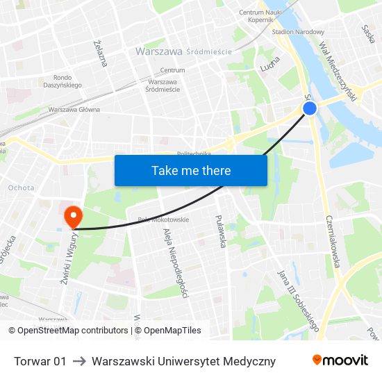 Torwar 01 to Warszawski Uniwersytet Medyczny map