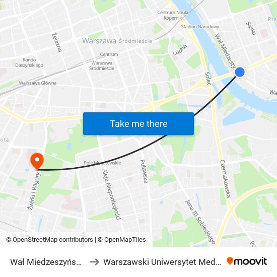 Wał Miedzeszyński to Warszawski Uniwersytet Medyczny map