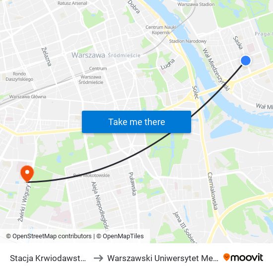 Stacja Krwiodawstwa 01 to Warszawski Uniwersytet Medyczny map
