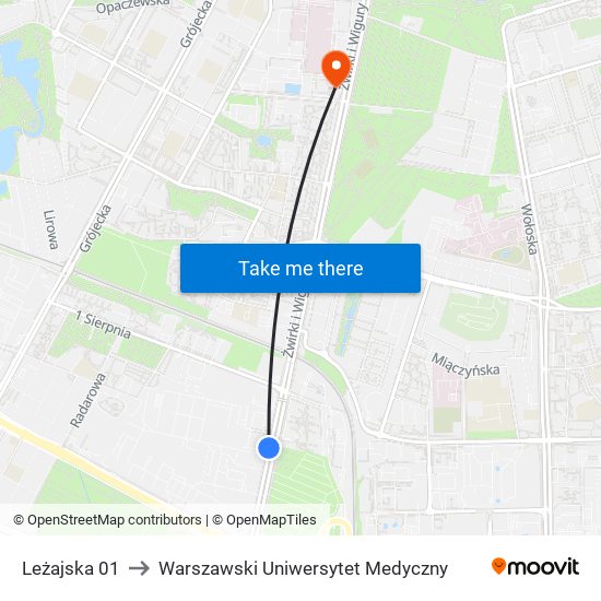 Leżajska to Warszawski Uniwersytet Medyczny map