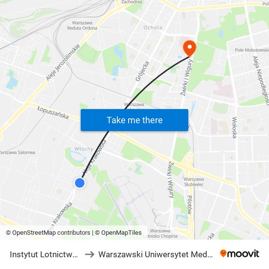 Instytut Lotnictwa 01 to Warszawski Uniwersytet Medyczny map
