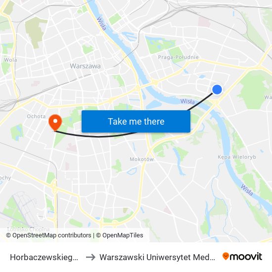 Horbaczewskiego 01 to Warszawski Uniwersytet Medyczny map